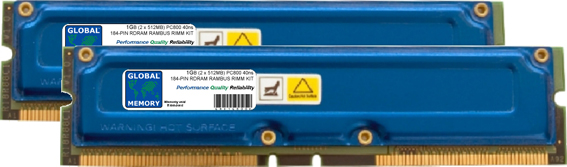 1GB (2 x 512MB) RAMBUS PC800 184-PIN RDRAM RIMM MEMORY RAM KIT FOR PC DESKTOPS/MOTHERBOARDS